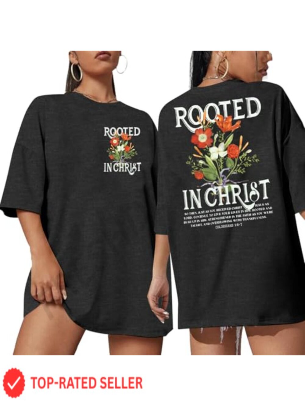 Oversized Christian Faith T-Shirt Cotton Blend Crew Neck Short Sleeve